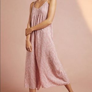 Anthropologie Red Print Pleated Floreat Jumpsuit